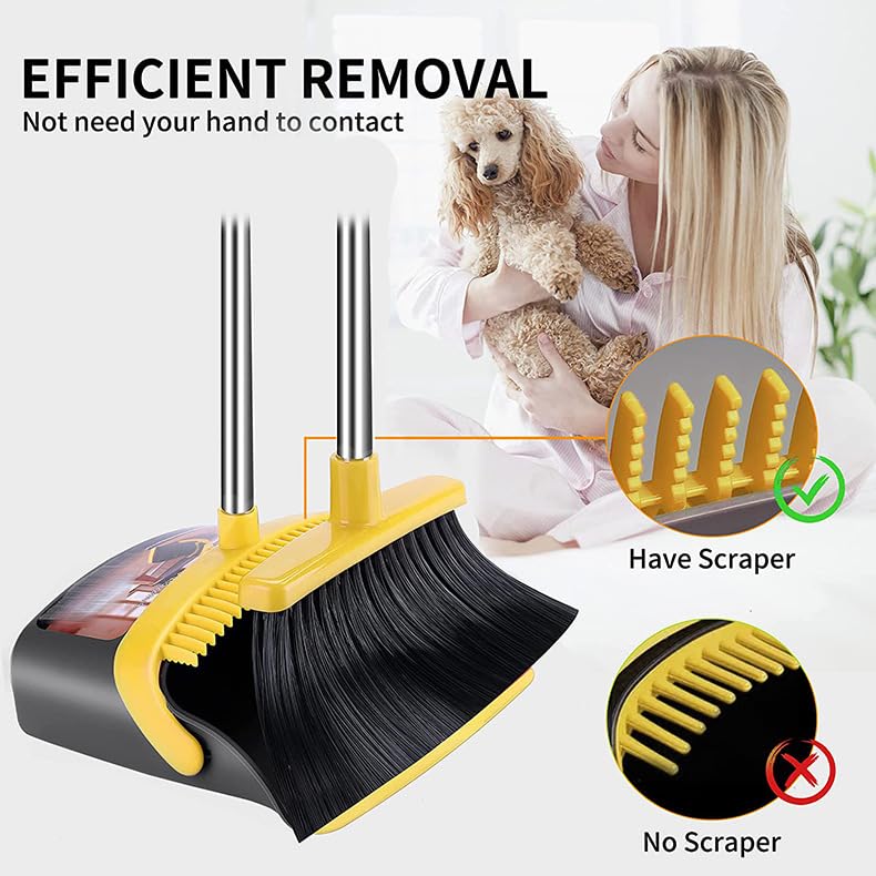 Upgraded Broom and Dustpan Set with 51