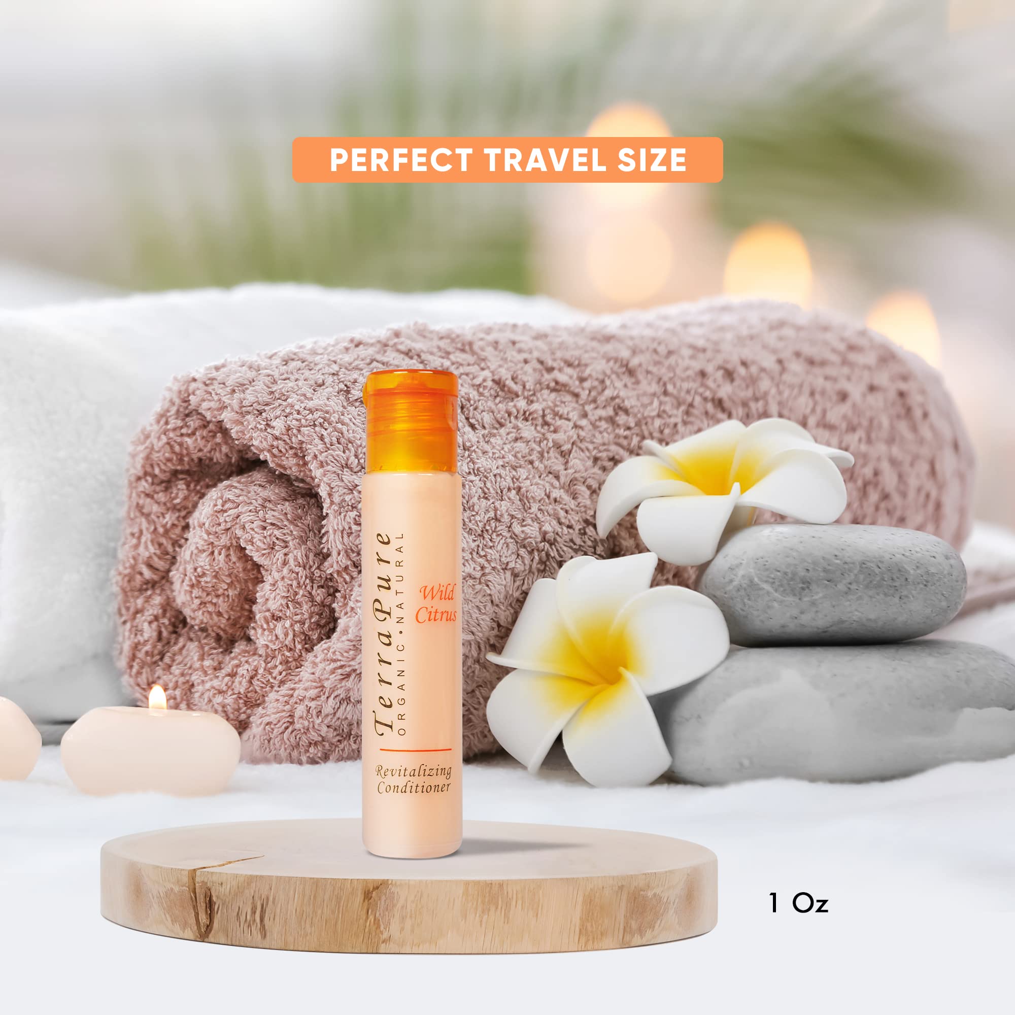 Terra Pure Wild Citrus Hair Conditioner - Travel Size 1 oz (Pack of 250) - Perfect for Hotels, Gyms, Spas & Sample Kits | Sulfate-Free & Nourishing Formula