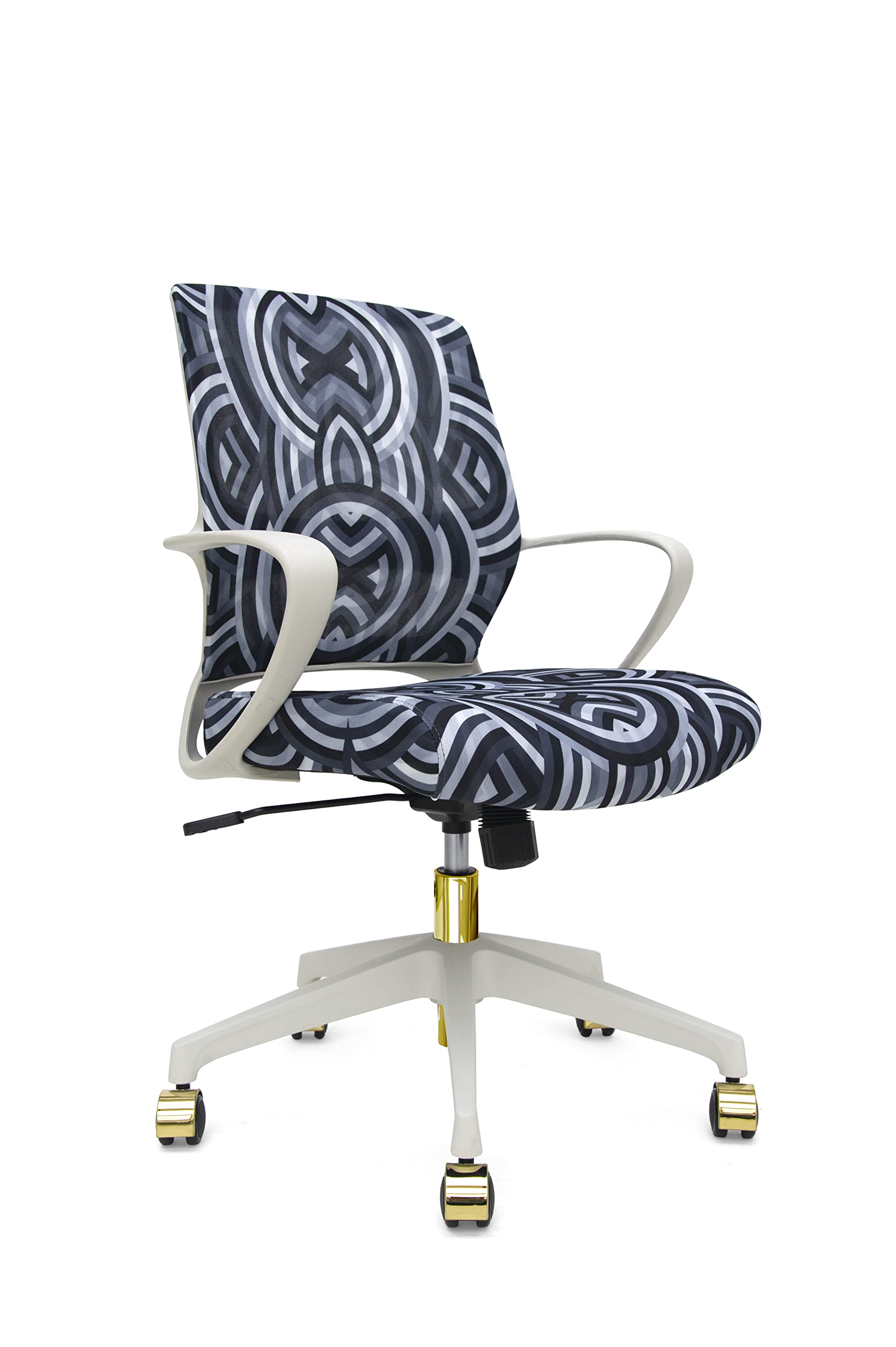 Eurotech Seating Elizabeth Sutton Collection Gramercy Echo Print Task Chair - White Frame with Gold Accents - Ergonomic Home Office Desk Chair for Work & Study - Perfect for Modern Workspaces & Home Offices