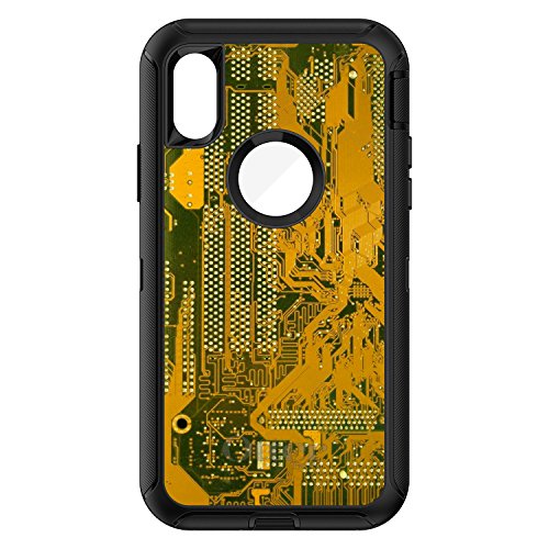 Yellow Circuit Board Image On Black Case