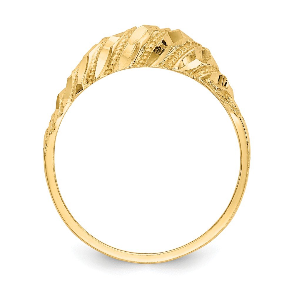 14K Solid Yellow Gold Diamond-Cut Dome Ring Band for Women - Elegant Wedding, Engagement & Everyday Jewelry