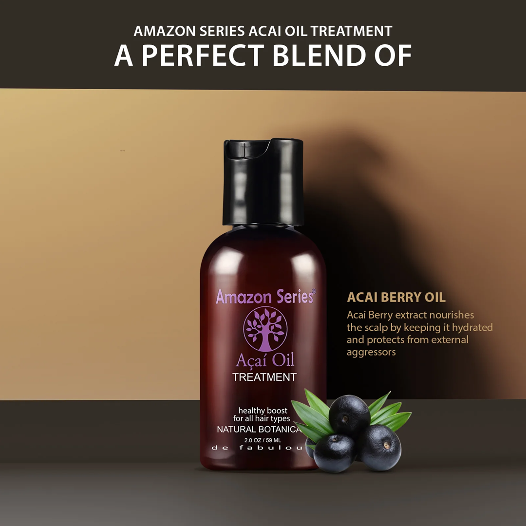 Organic Acai Oil Hair Treatment for Dry & Damaged Hair - Deep Conditioning, Frizz Control & Shine Boost - Perfect for Salon & Home Use
