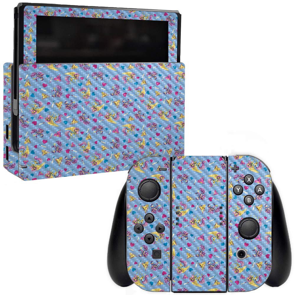 Premium Carbon Fiber Skin for Nintendo Switch - Castle Unicorns Design | Protective & Durable Textured Cover | Easy to Apply & Remove | Made in USA | Perfect for Gaming Protection & Style Customization