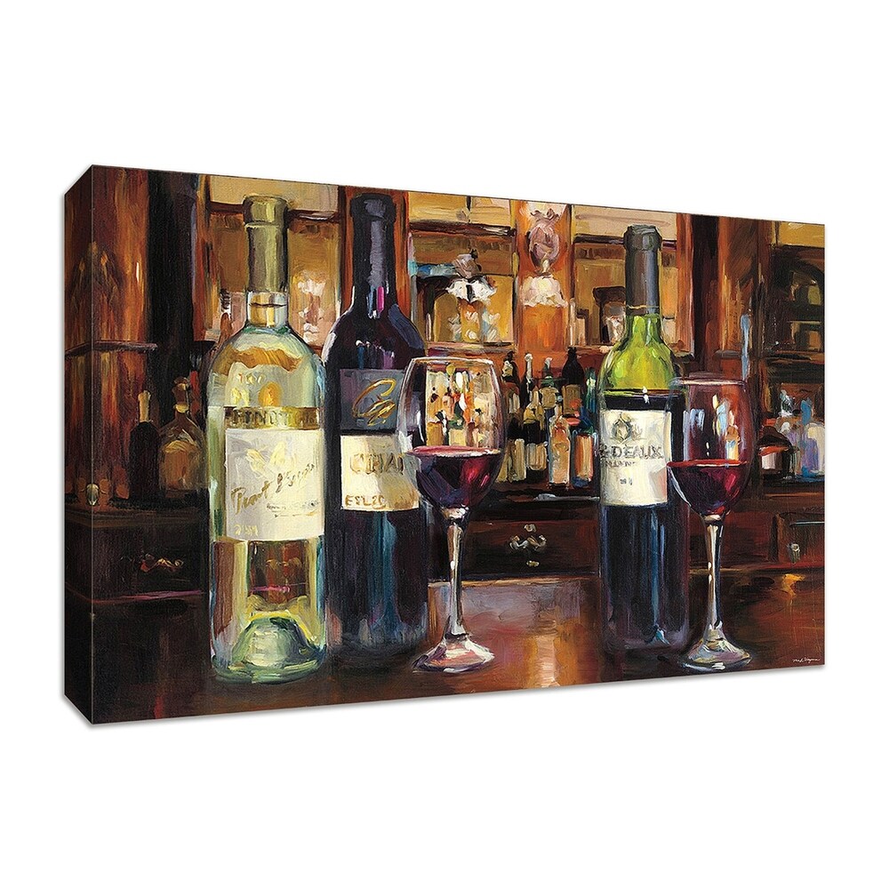 Marilyn Hageman Wine Reflection Fine Art Giclee Print - Gallery Wrapped Canvas Wall Art for Dining Room, Bar Decor & Wine Lover Gifts