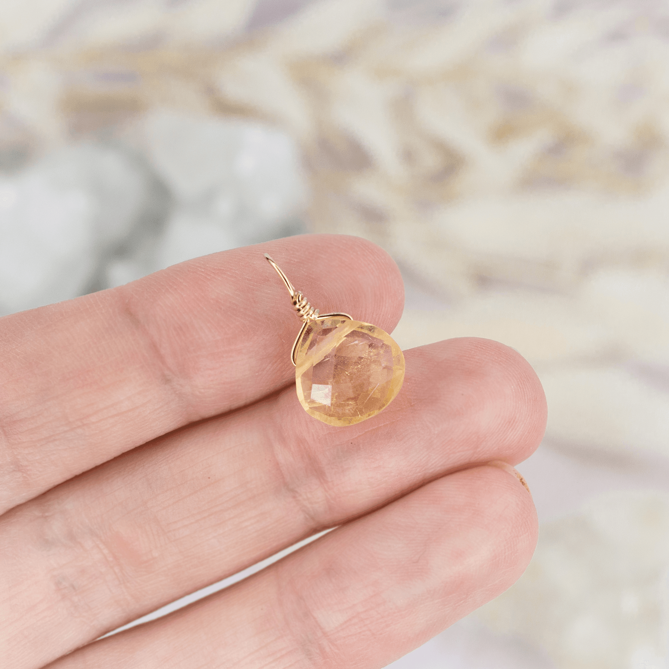 Tiny Citrine Teardrop Gemstone Pendant Necklace - Natural Yellow Quartz Jewelry for Women - Perfect for Everyday Wear, Gift Giving & Special Occasions