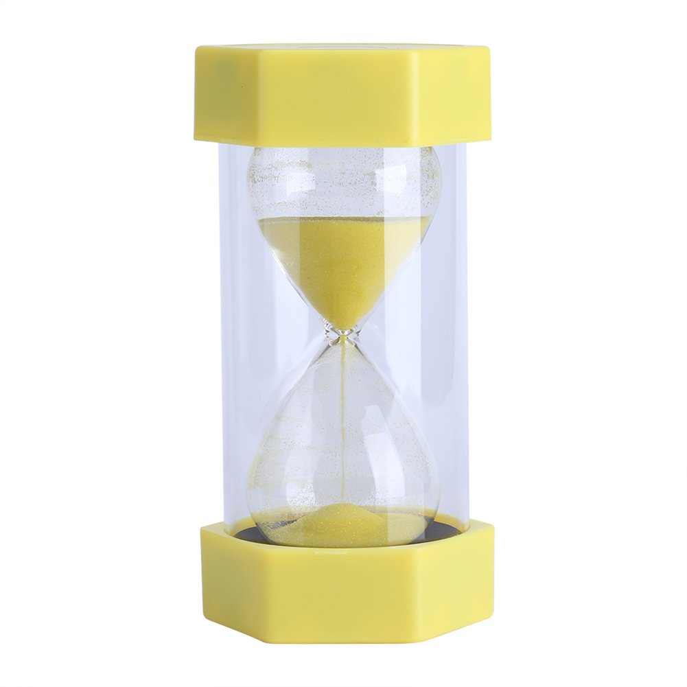 Colorful Sandglass Timer - 3/10/20/30/60 Minute Hourglass Sand Clock for Games, Classroom, Home & Office (Yellow) | Perfect for Time Management, Cooking, Study & Productivity