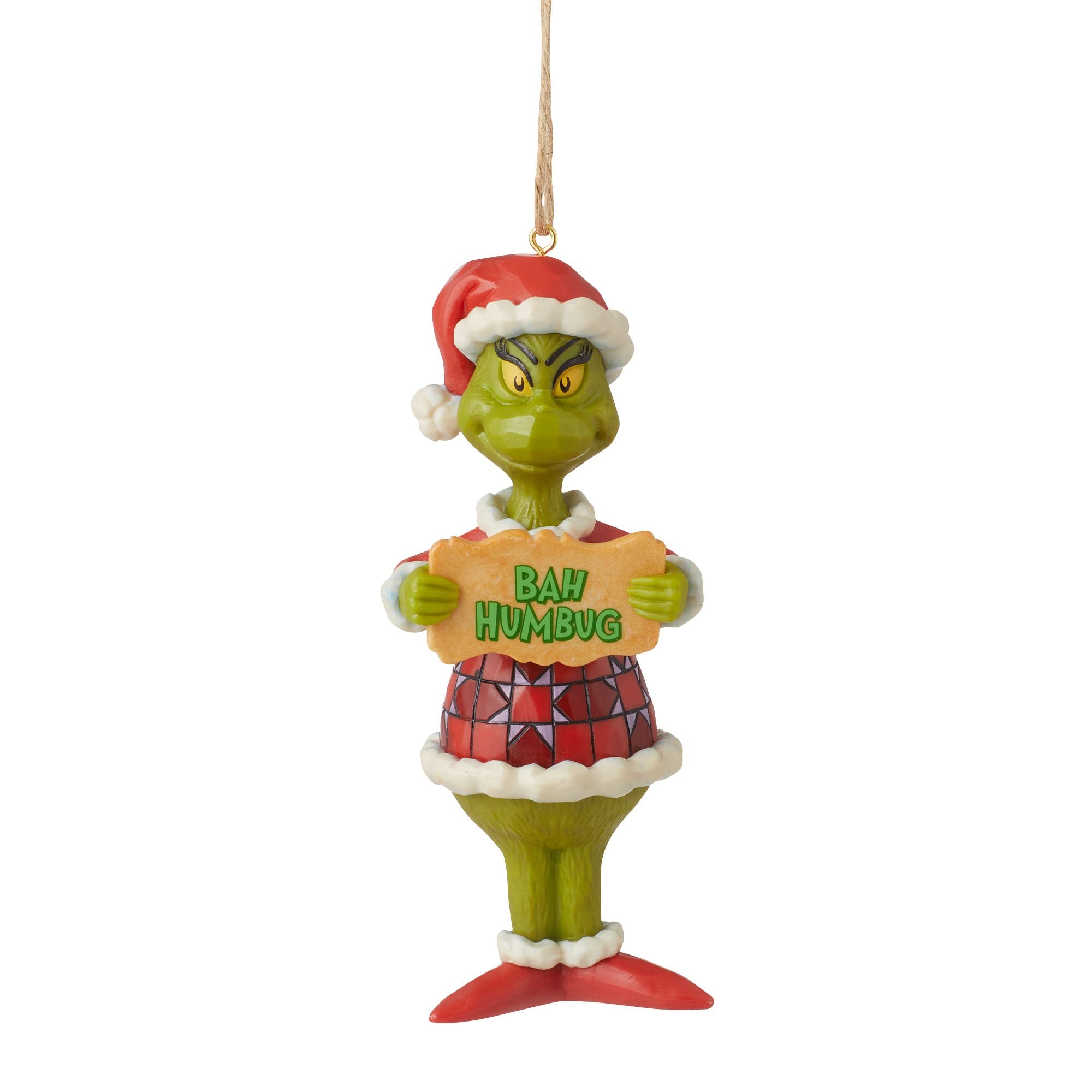 Grinch Bah Humbug PVC Christmas Ornament - Festive Holiday Decor for Tree, Home & Office