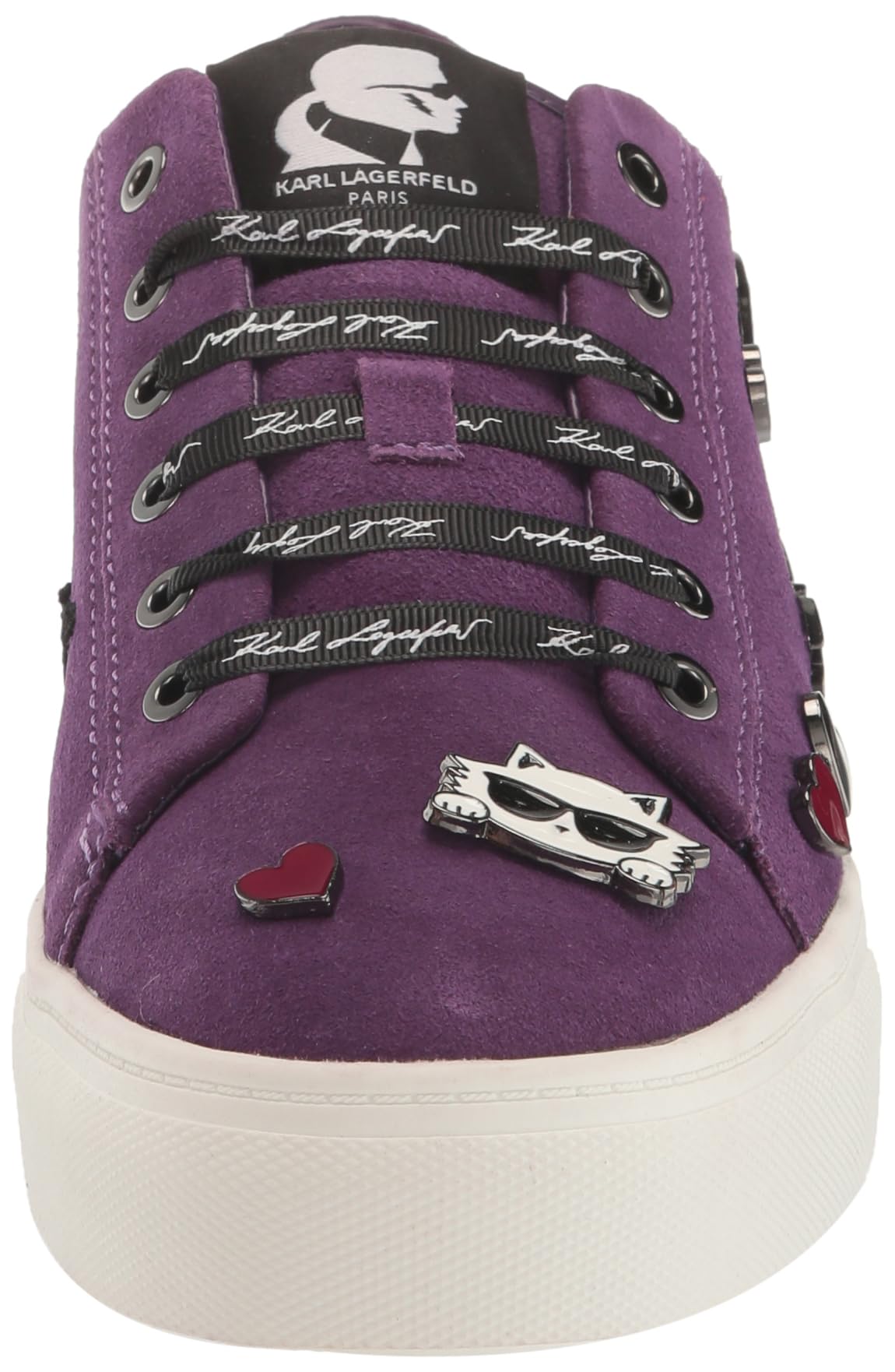 Karl Lagerfeld Paris Women's Cate Pins Sneakers - Fashionable White Leather Low-Top Lace-Up Shoes for Casual Wear & Street Style Outfits