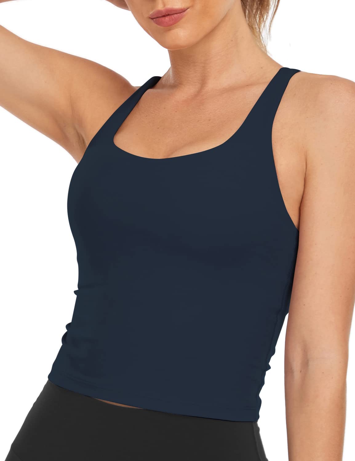 HeyNuts Longline Zeal Bras - Medium Impact Wirefree Sports Bras for Women A-D Cups, Workout Tank Tops with Removable Pads | Perfect for Yoga, Running & Gym