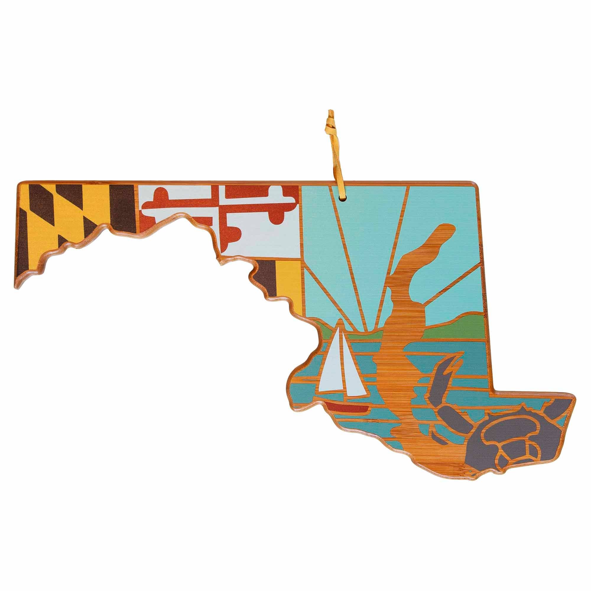 Handcrafted Maryland-Themed Wooden Cutting Board with Summer Stokes Artwork - Perfect for Kitchen Prep, Charcuterie Boards & Home Decor Gifts