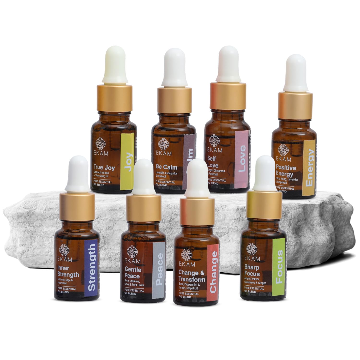 EKAM True Joy Pure Essential Oil Blend, 10ml - Natural Aromatherapy Oil for Stress Relief & Relaxation | Perfect for Diffusers, Massage, Yoga & Home Spa | Gift Set for Wellness Enthusiasts