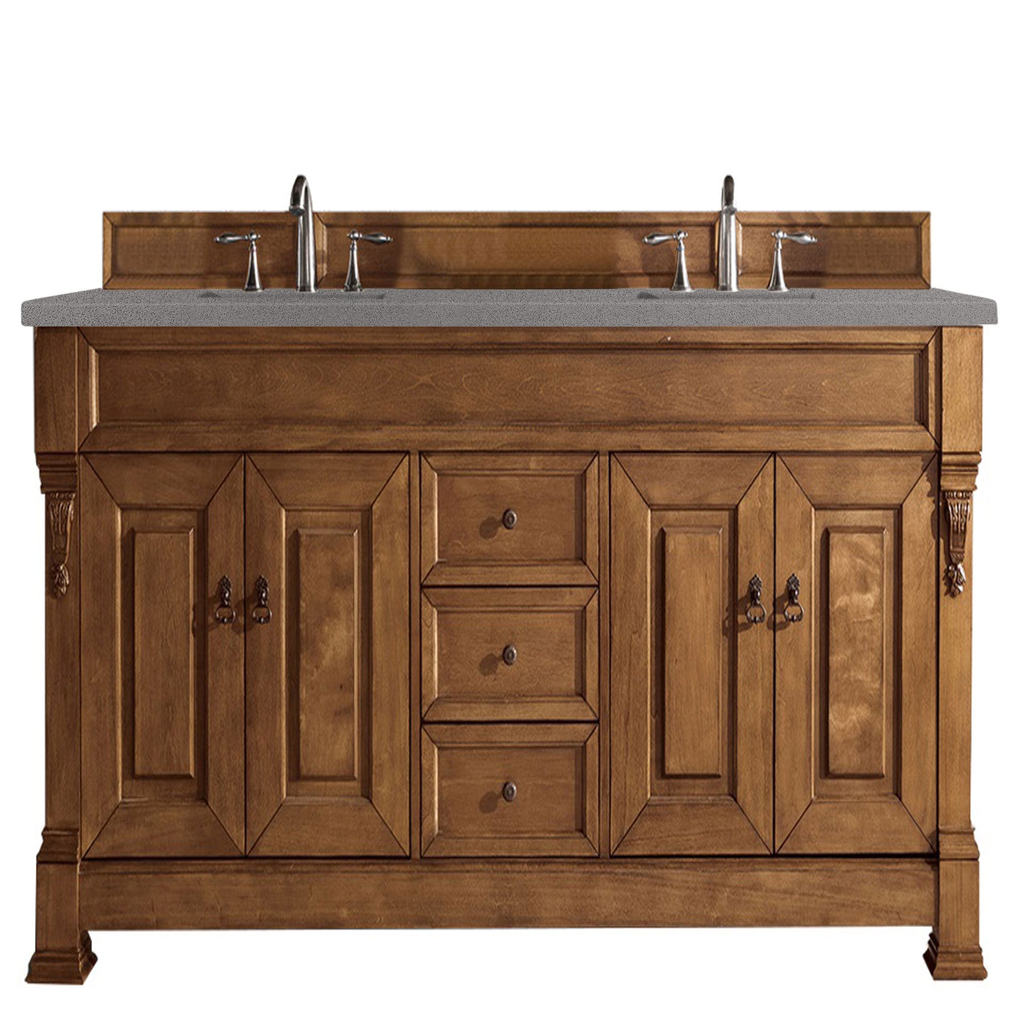 Brookfield 72-Inch Double Vanity Bathroom Sink with Country Oak Cabinets & 3CM Grey Expo Quartz Countertop – Perfect for Master Bathroom & Modern Farmhouse Style