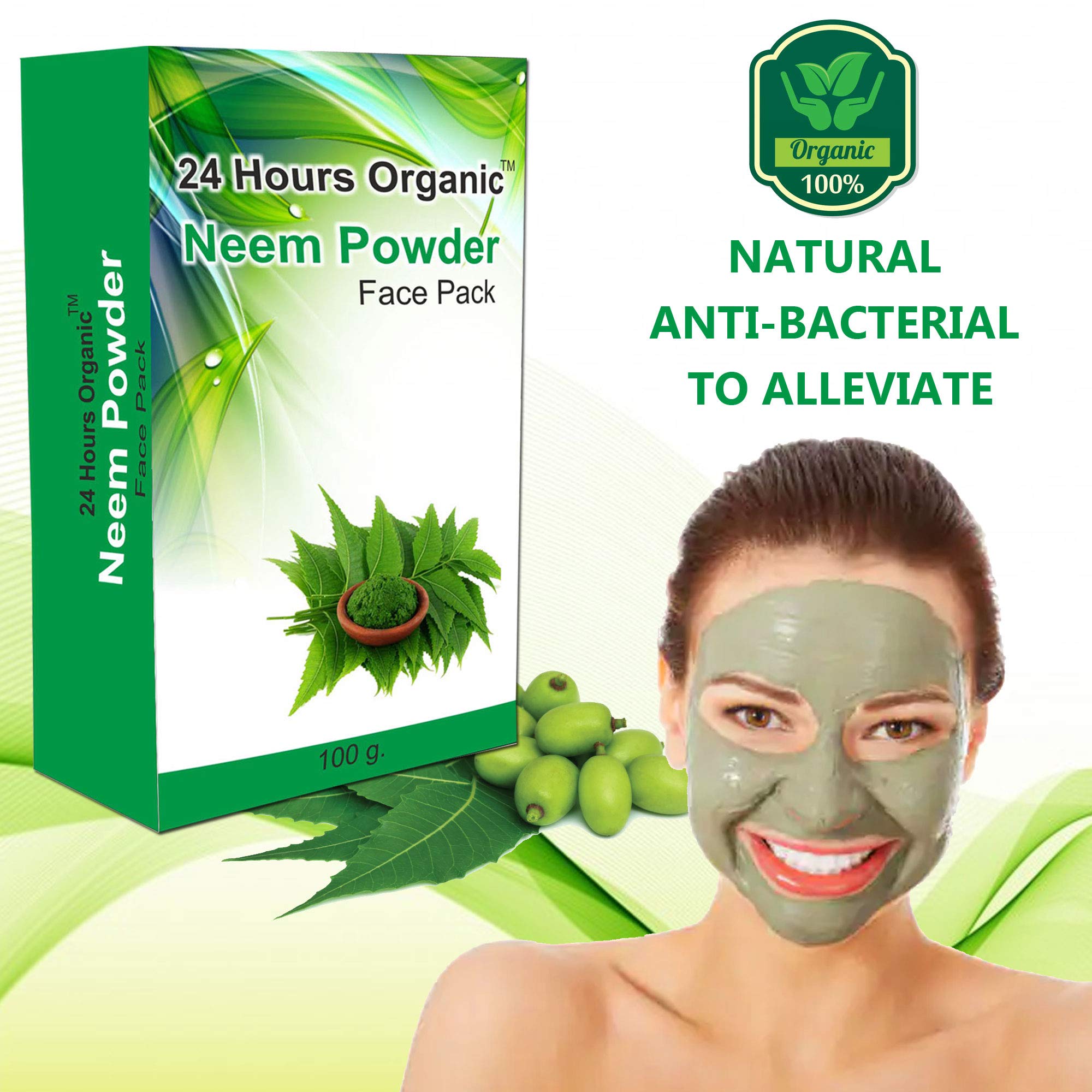 Organic Neem Purifying Face Pack - Skin Toning, Smoothing & Blackhead Removal | Anti-Acne, Oil Control & Tan Removal | 100g for Glowing Skin | Perfect for Daily Skincare & Acne-Prone Skin