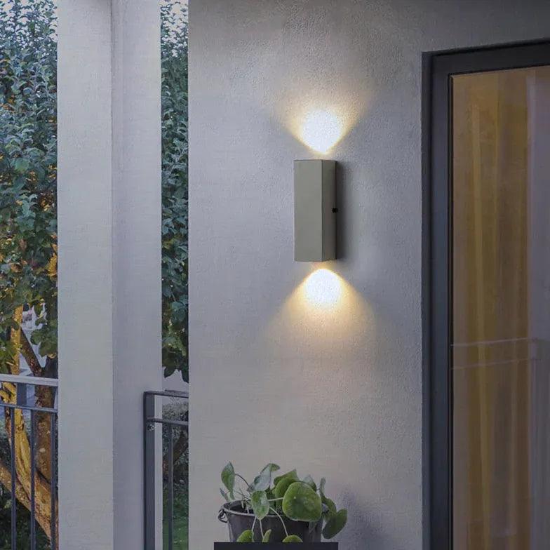 White Square Outdoor Up and Down Wall Lights - Modern LED Exterior Lighting for Patio, Garden, Facade & Entryway - Waterproof IP65 for All Weather Use