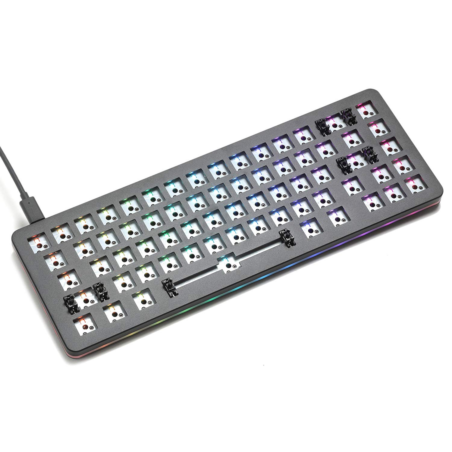 DROP ALT 65% Mechanical Gaming Keyboard - 67 Key Hot-Swappable RGB Backlit Keyboard with Programmable Macros, USB-C, Doubleshot PBT Keycaps & Aluminum Frame (Barebones, Black) - Perfect for Esports, Coding & Office Work