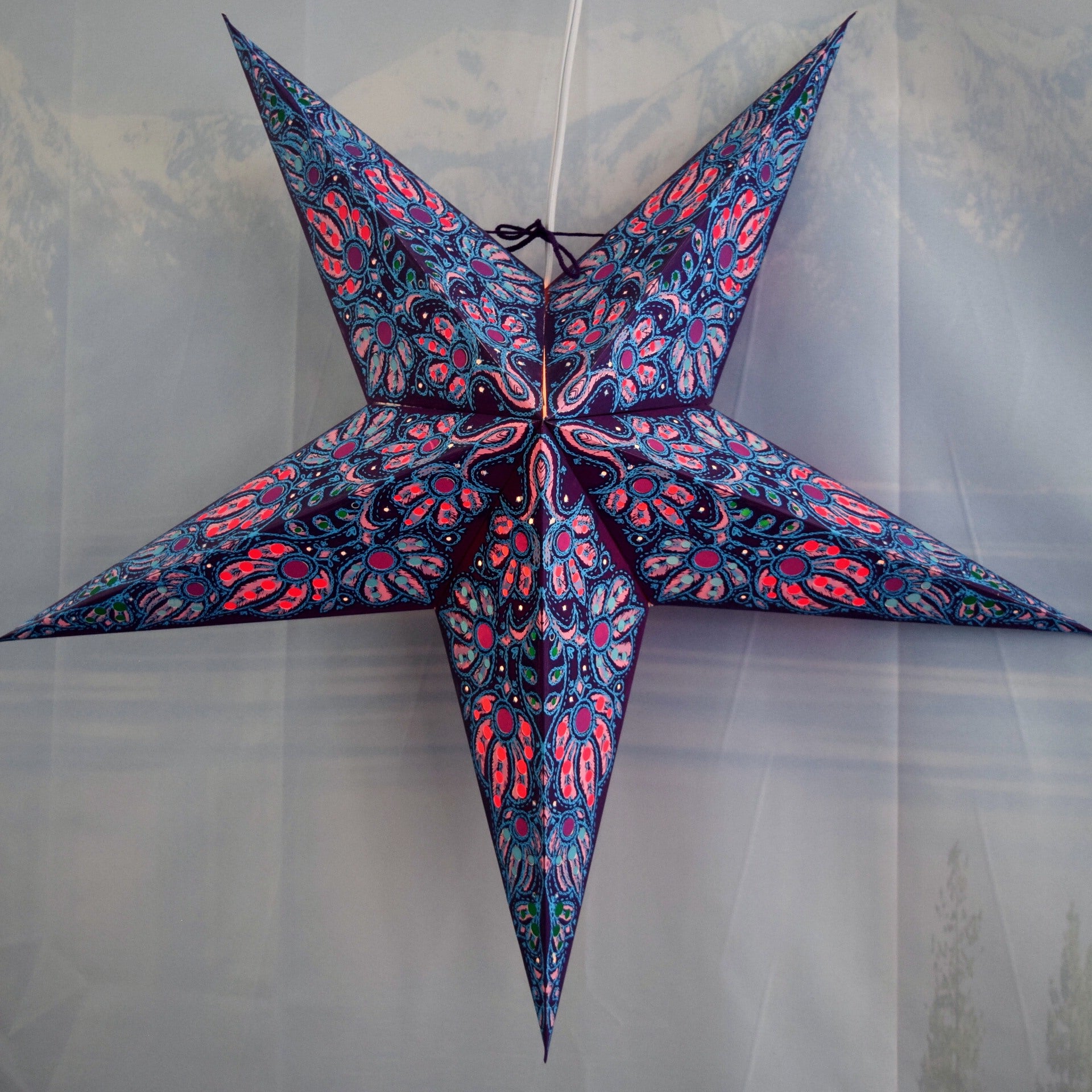 24 Inch Pink and Purple Aurora Paper Star Lantern - Party Decorations, Wedding, Baby Shower & Home Decoration