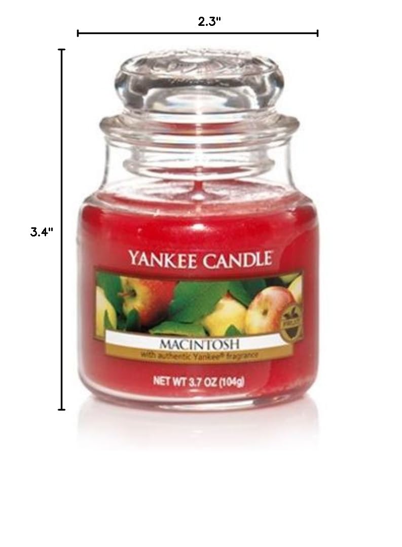 Yankee Candle Macintosh Small Jar Candle - 3.7oz Fruit Scented Candle for Home, Office & Gifts | Long-Lasting Fragrance for Relaxation & Aromatherapy