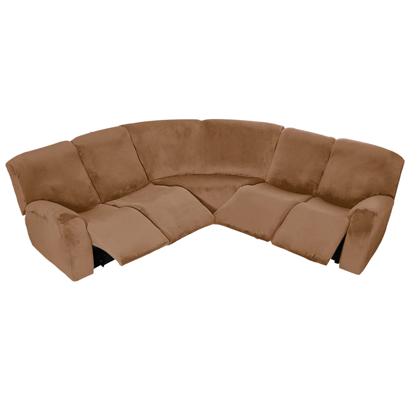 Premium 7-Piece Velvet Sectional Sofa Cover Set - Anti-Slip Elastic Straps, Universal Fit for Recliners & Living Room Furniture (Leather Brown) | Perfect for Home Decor, Pet Protection & Furniture Refresh