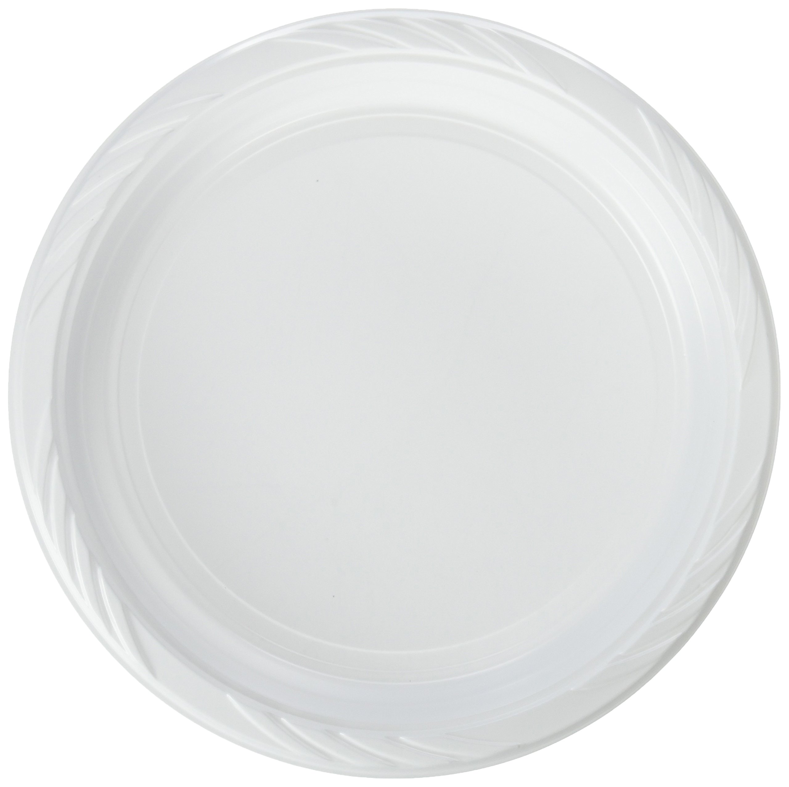 Blue Sky 100 Count Disposable Plastic Plates - 10 Inch White Dinner Plates for Parties, Picnics & BBQs | Heavy Duty & Eco-Friendly