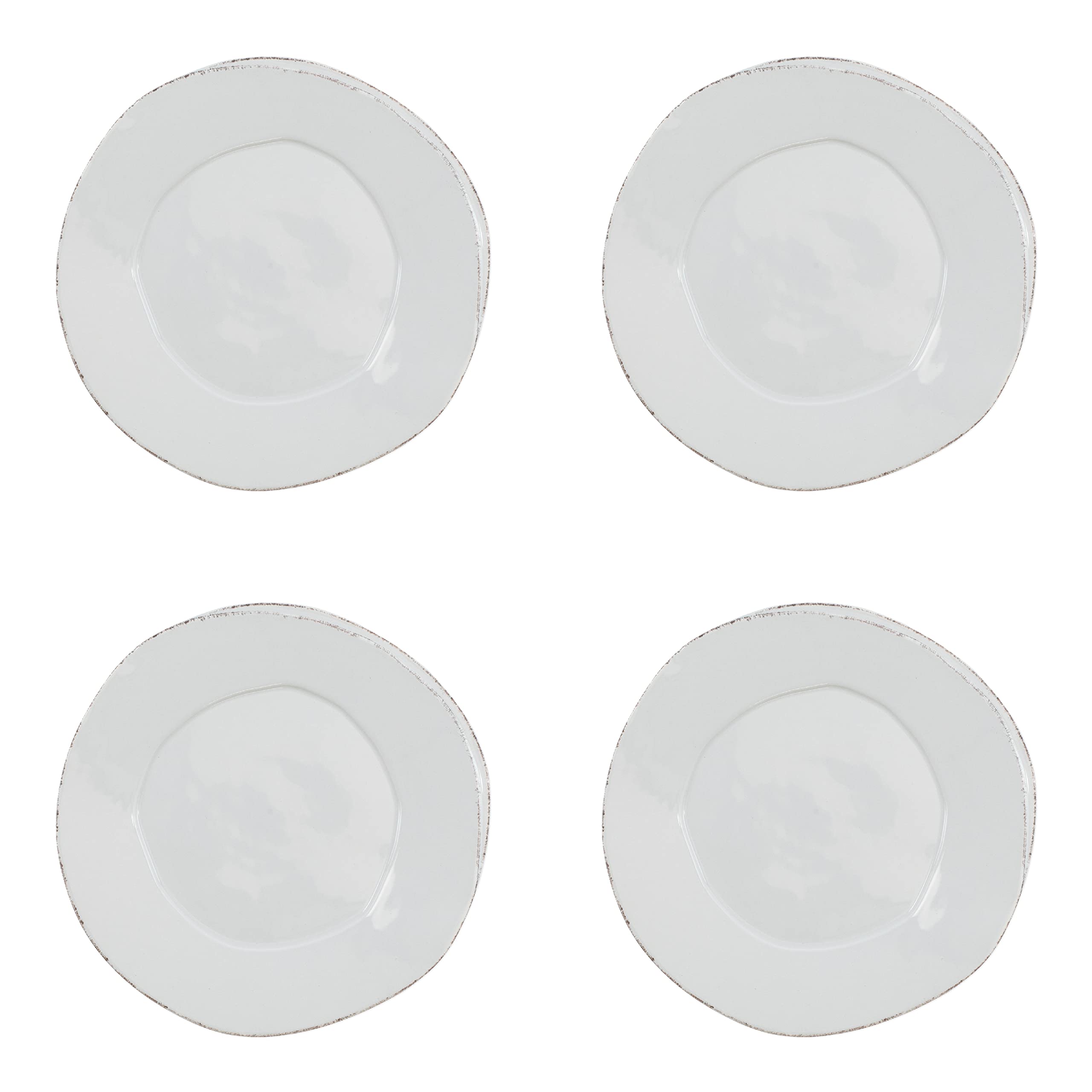 Vietri Italian Lastra Collection 4-Piece Dinner Plate Set - Light Gray Stoneware for Elegant Dining & Entertaining | Durable Ceramic Plates for Restaurants, Dinner Parties & Everyday Use