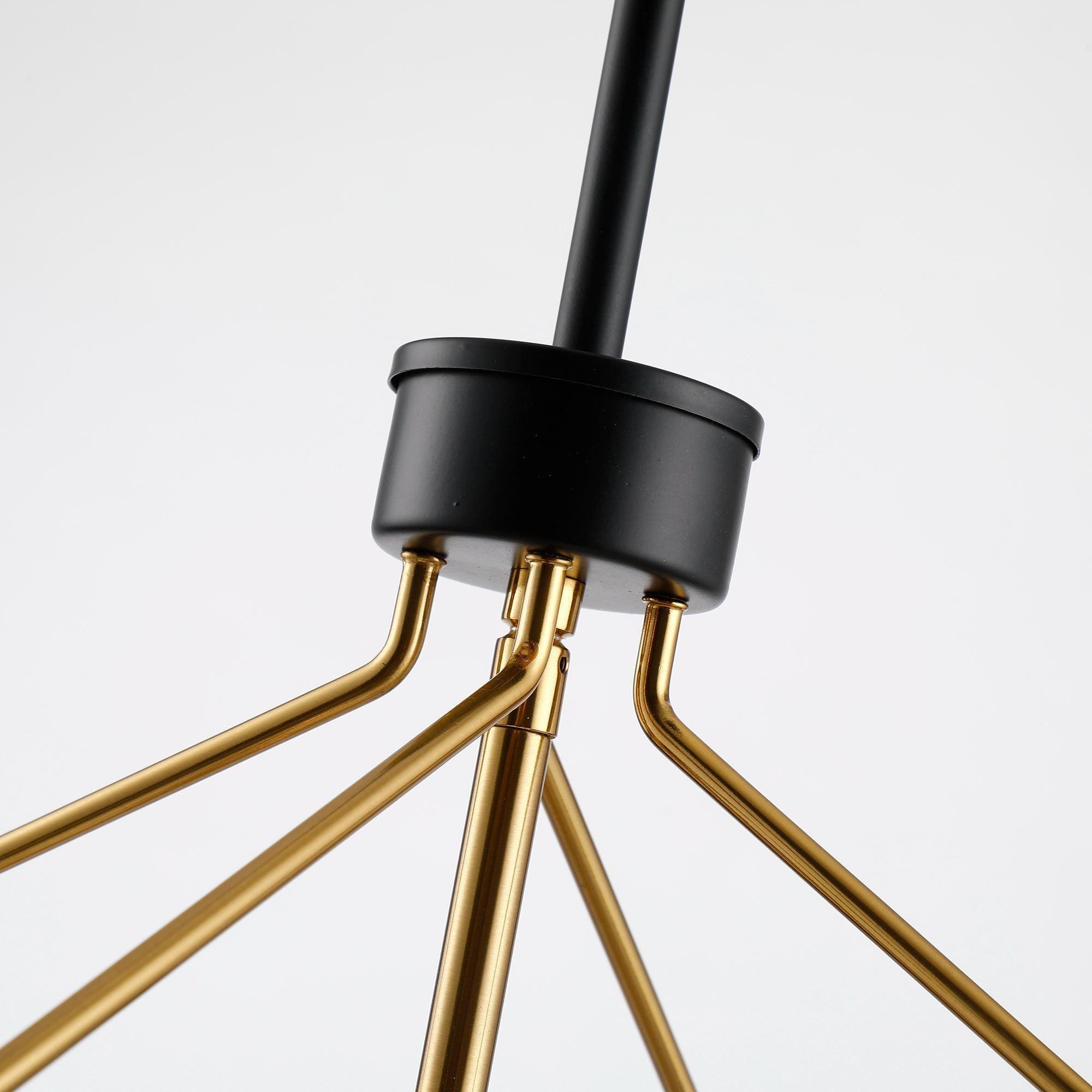 Haymarket 4-Light Matte Black and Gold Cage Chandelier - Modern Farmhouse Lighting Fixture for Dining Room, Bedroom, or Entryway