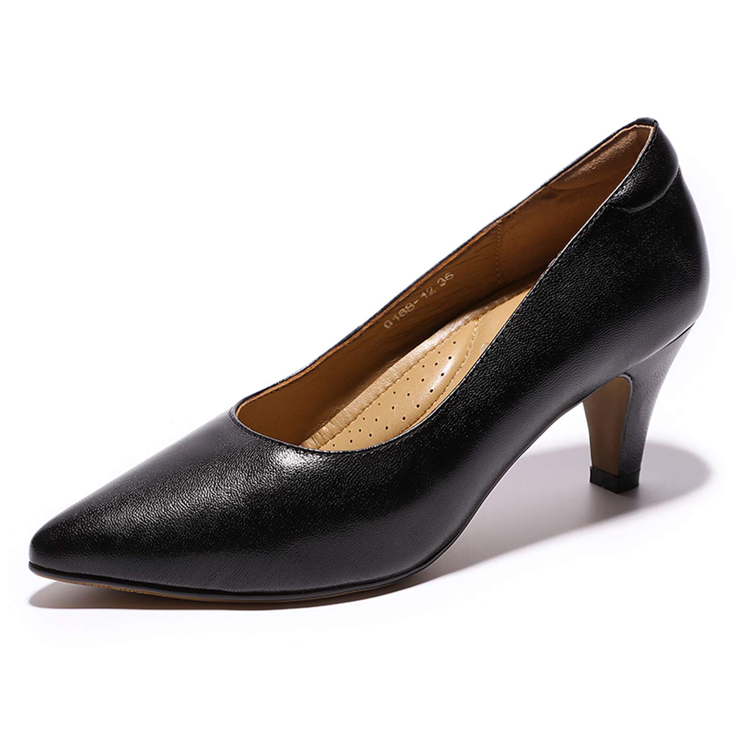 Women's Leather Pointed Toe High Heel Pumps - Comfortable Closed Toe Dress Shoes for Work & Office - Elegant Ladies Heels for Professional, Business & Formal Occasions