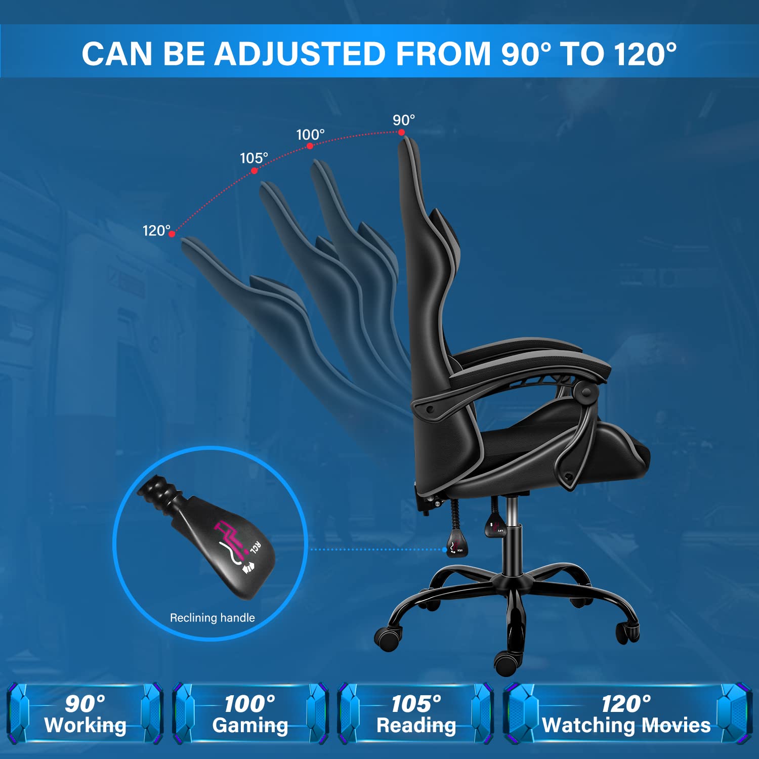 YSSOA Big and Tall Gaming Chair - Ergonomic Racing Style Office Chair with Adjustable Headrest & Lumbar Support - Perfect for Esports, Streaming & Long Work Sessions