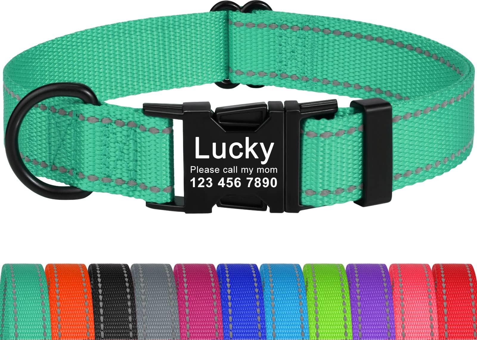 Personalized Dog Collars with Engraved Metal Buckle - Custom Name & Phone Number Reflective Pet Collar for Small, Medium & Large Dogs - Perfect for Night Walks, Outdoor Adventures & Pet Safety