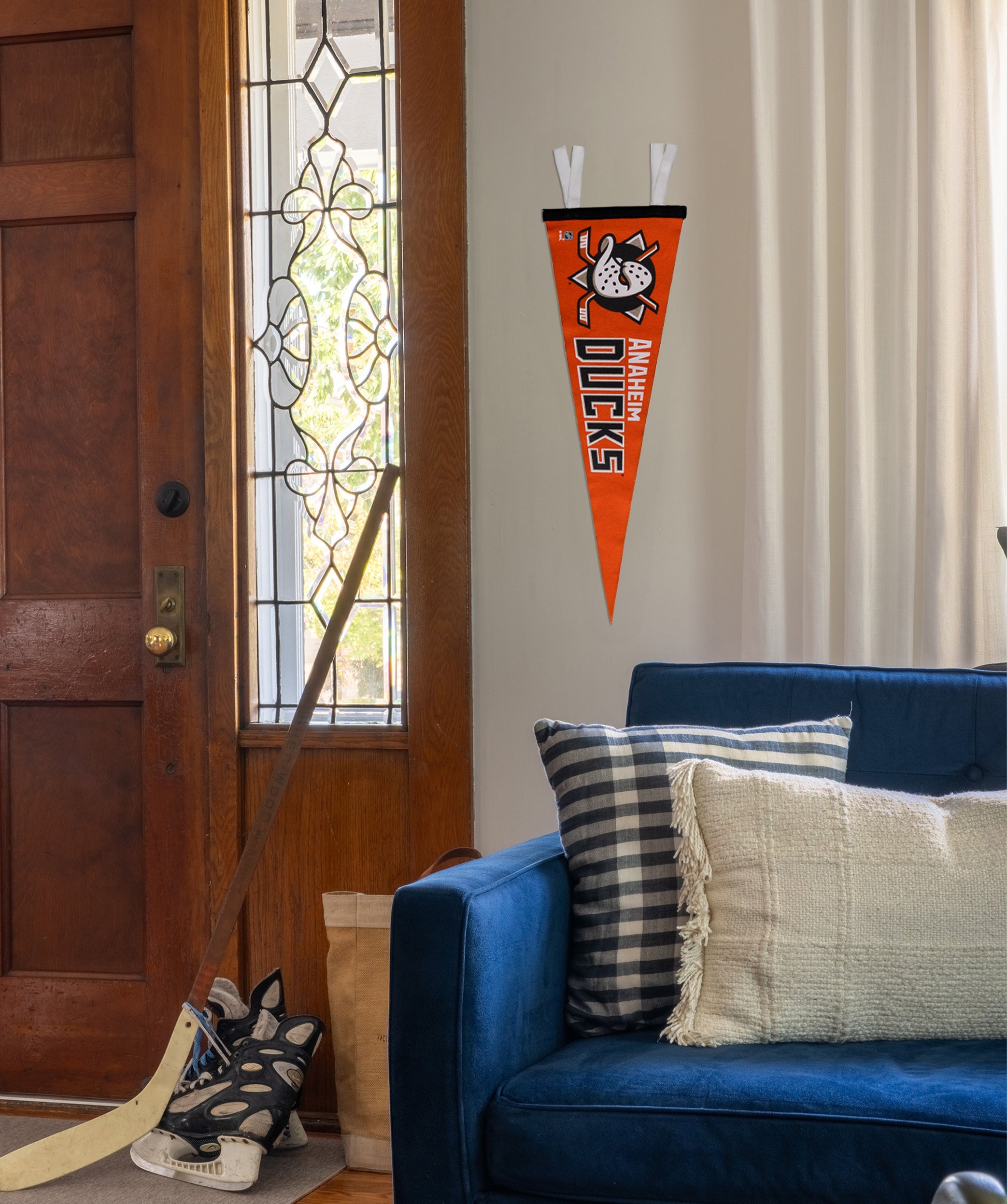 Anaheim Ducks 2024 Official NHL Logo Pennant Flag - Premium Oxford Pennant for Hockey Fans - Perfect for Game Room, Sports Bar & Man Cave Decor