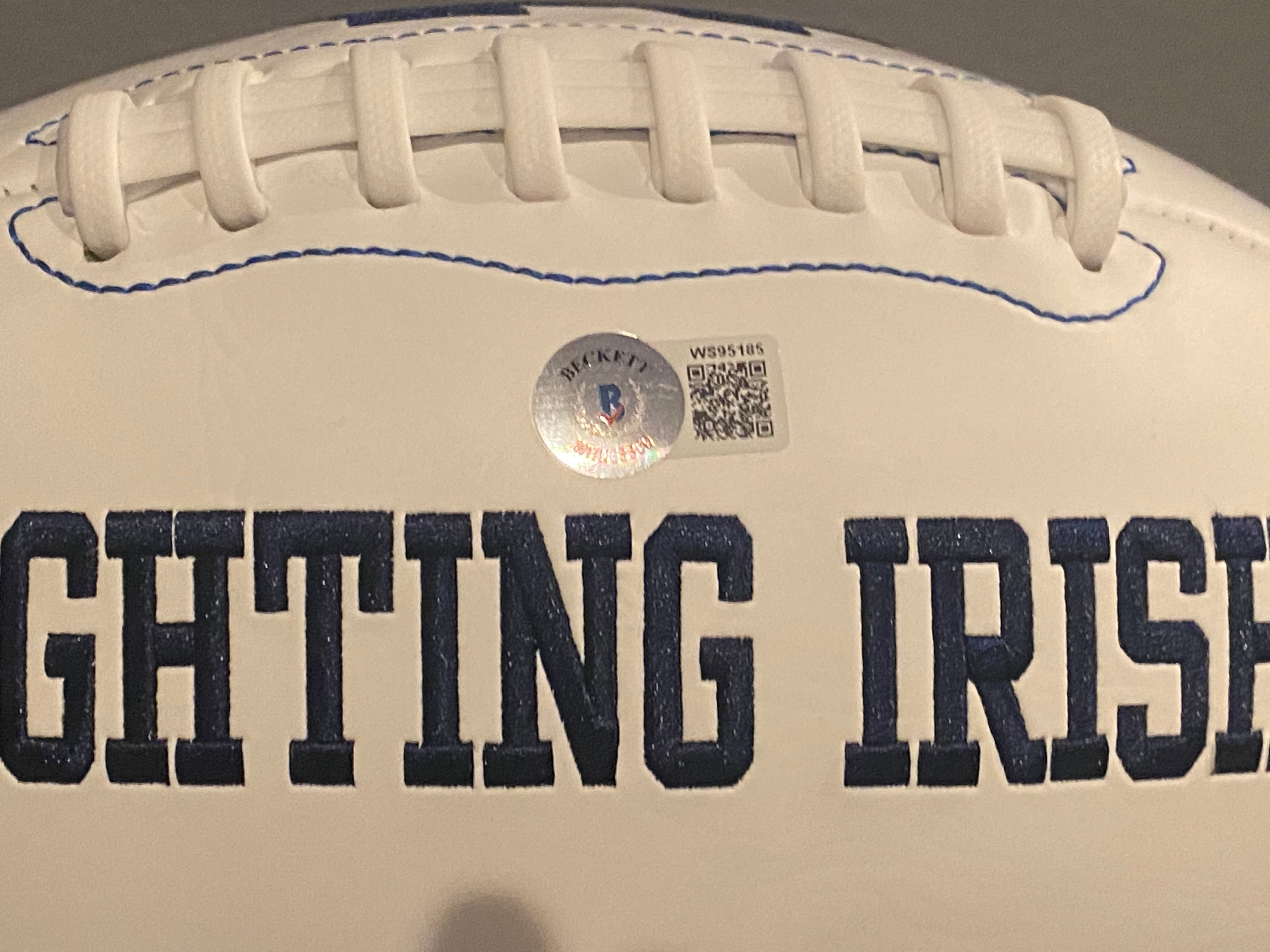 Kyren Williams Autographed Notre Dame Fighting Irish Full Size Football with Logo - Beckett Certified - Perfect for Collectors, Fans, and Sports Memorabilia Displays