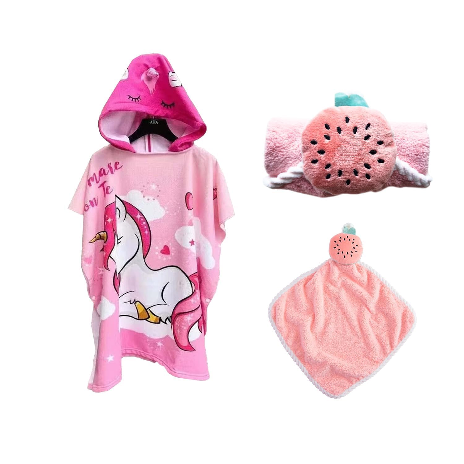 **Soft Hooded Towel Set for Girls 6-10 Years Old - Large 60