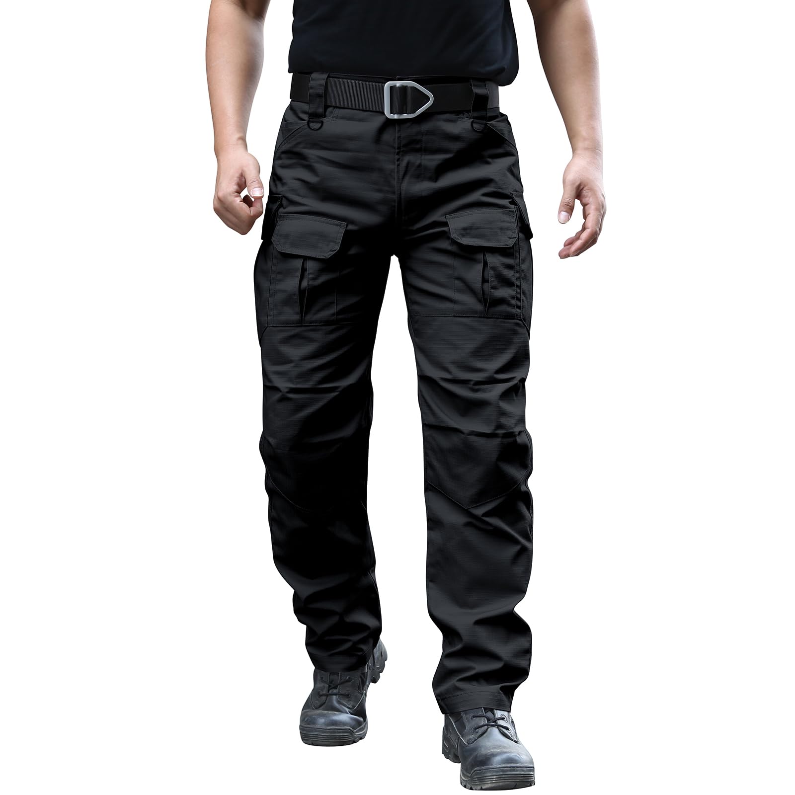 Men's Stretch Tactical Pants - Water Resistant Ripstop Cargo Pants for Outdoor, Work & Hiking | Lightweight Durable EDC Pants for Camping, Travel & Tactical Activities