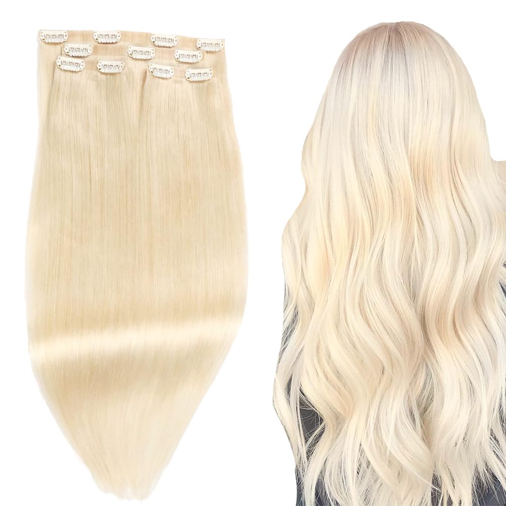 Platinum Blonde Clip In Hair Extensions 28
