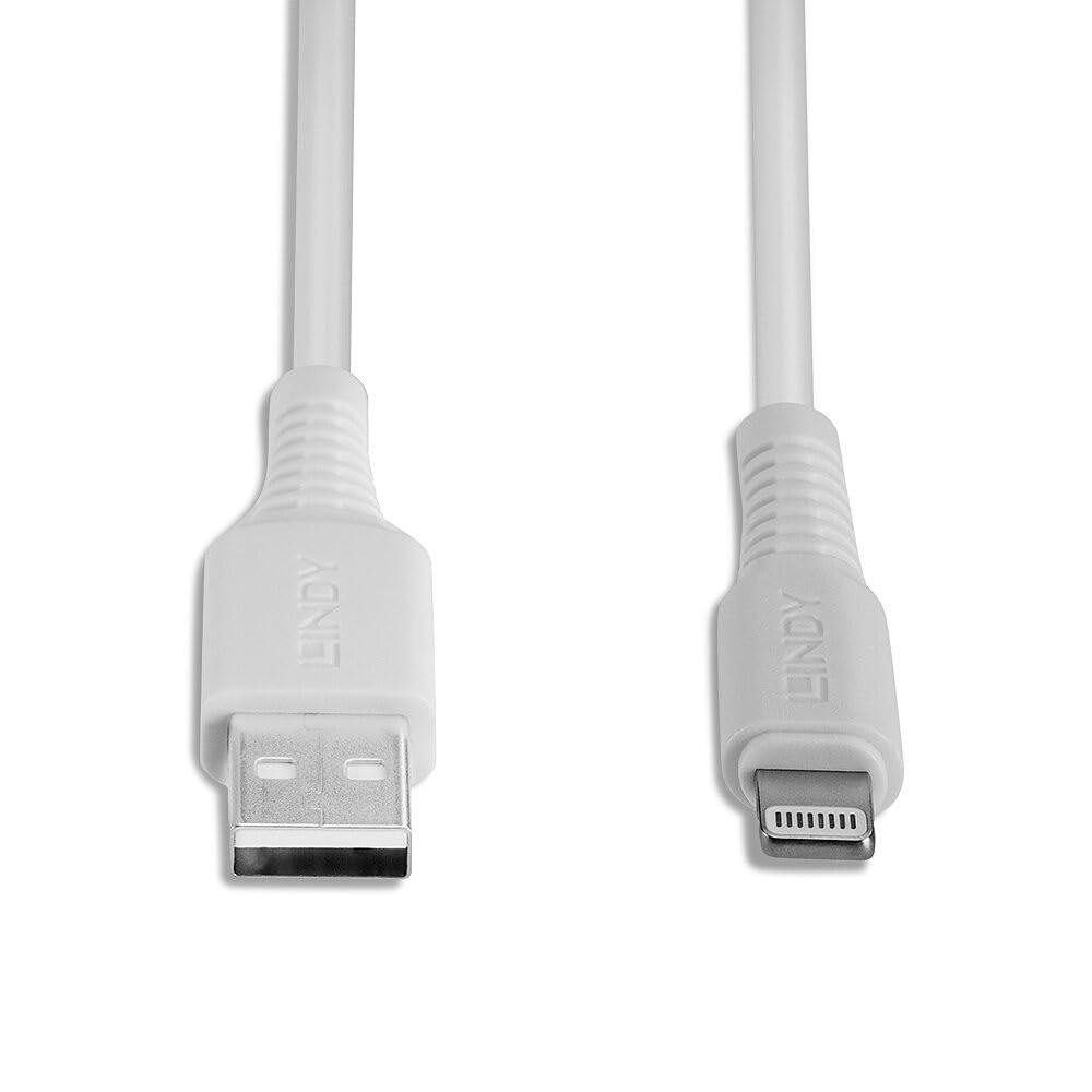 Premium LINDY 0.5m USB to Lightning Cable - Fast Charging & Sync for iPhone - Durable White MFi Certified Cable - Perfect for Home, Office & Travel Use