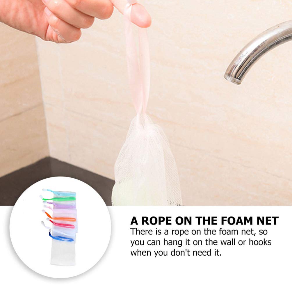 EXCEART 10-Pack Double Layer Mesh Soap Bags with Drawstring - Bubble Foam Net Cleanser, Soap Saver Pouch for Women & Girls (Random Colors) | Perfect for Travel, Bathroom Storage & Eco-Friendly Facial Cleaning