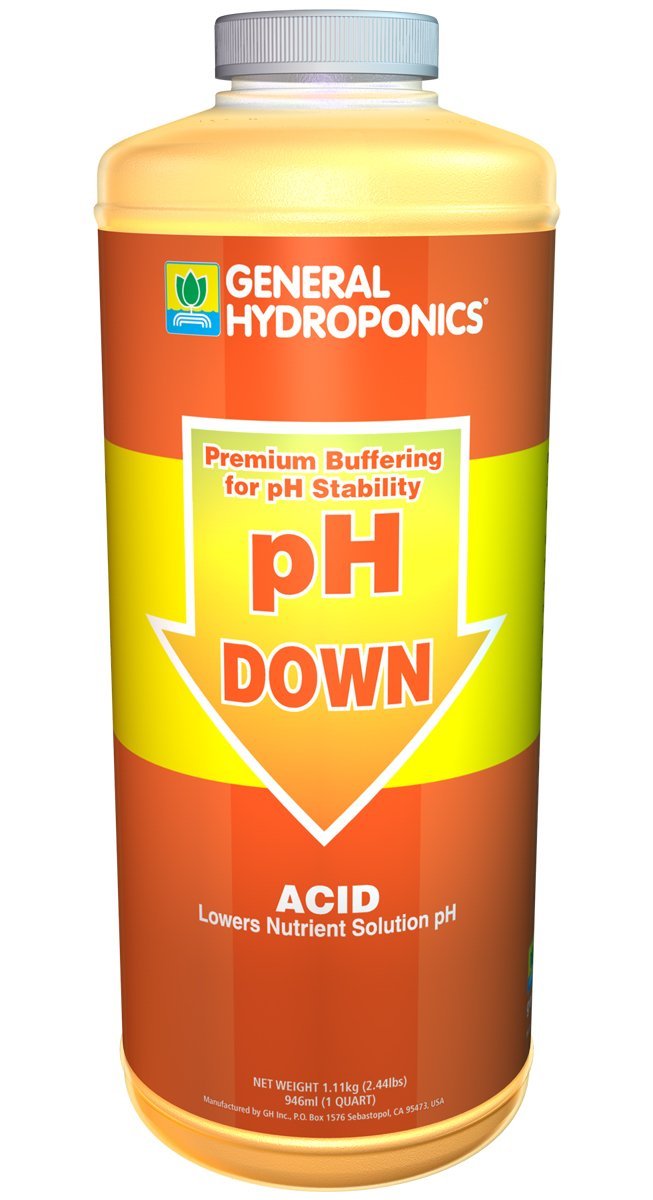 General Hydroponics GH1532 pH Down Acid - 1 Quart (Case of 12 Bottles) for Hydroponic Systems, Indoor Gardening & Plant Nutrient Control