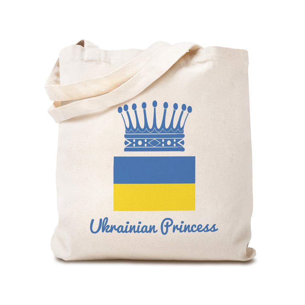 Custom Canvas Tote Bag - Reusable Eco-Friendly Shopping Bag with Ukrainian Princess Crown Design, Kids Beach Bag, Natural Cotton Tote for Grocery, Travel & School
