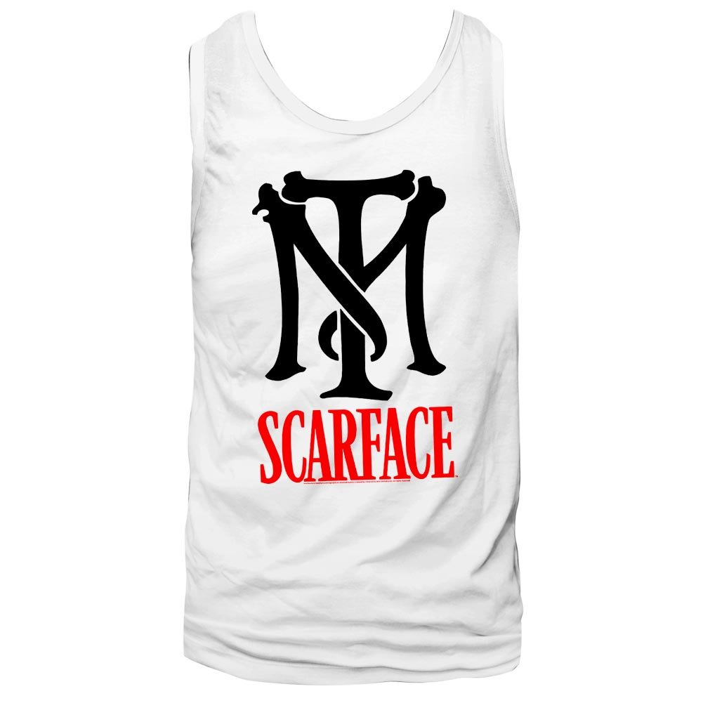 Scarface Men's TM Logo Sleeveless Tank Top - White, Medium | Casual Streetwear for Summer, Gym & Lounge