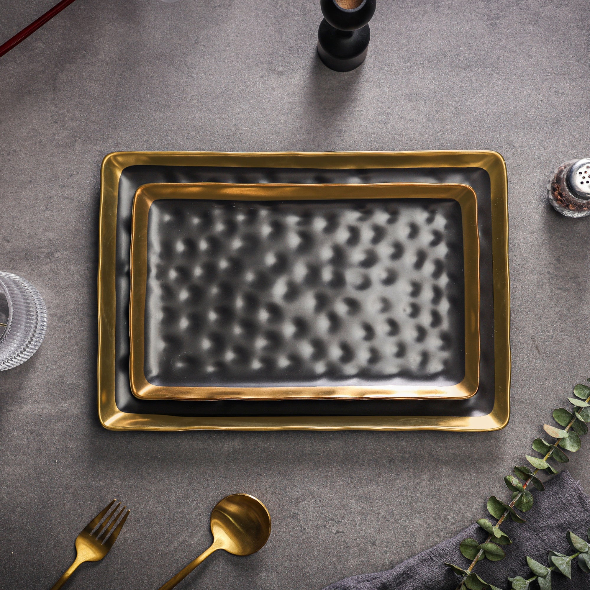 Premium Florian Porcelain Dinner Plates Set - Elegant Black Service Dishes for Fine Dining, Wedding & Holiday Entertaining