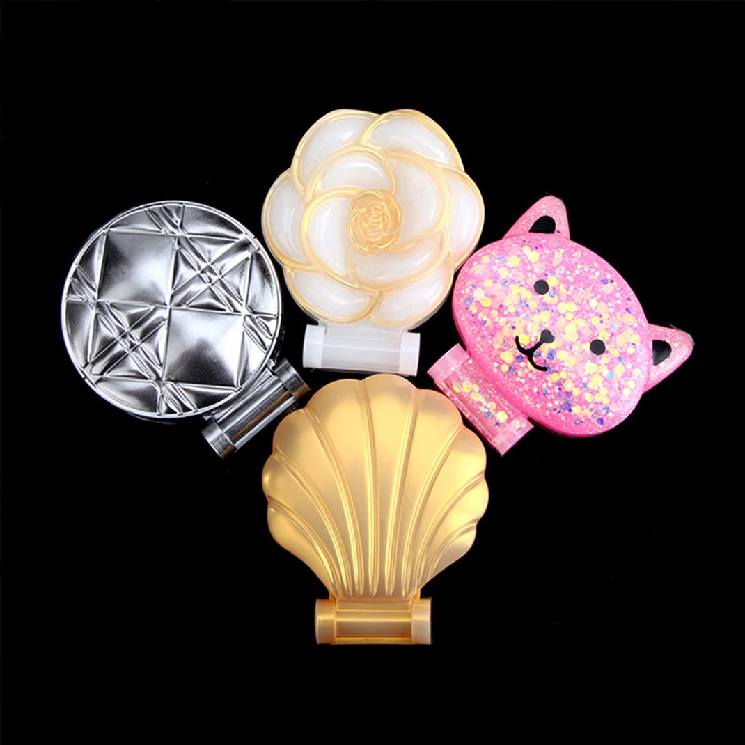 iSuperb 4-Piece Silicone Resin Mold Set for DIY Compact Mirror Covers - Cute Shape Travel Pocket Mirror Epoxy Molds for Double-Sided Foldable Mirrors - Perfect for DIY Crafts, Gifts, and Travel Accessories