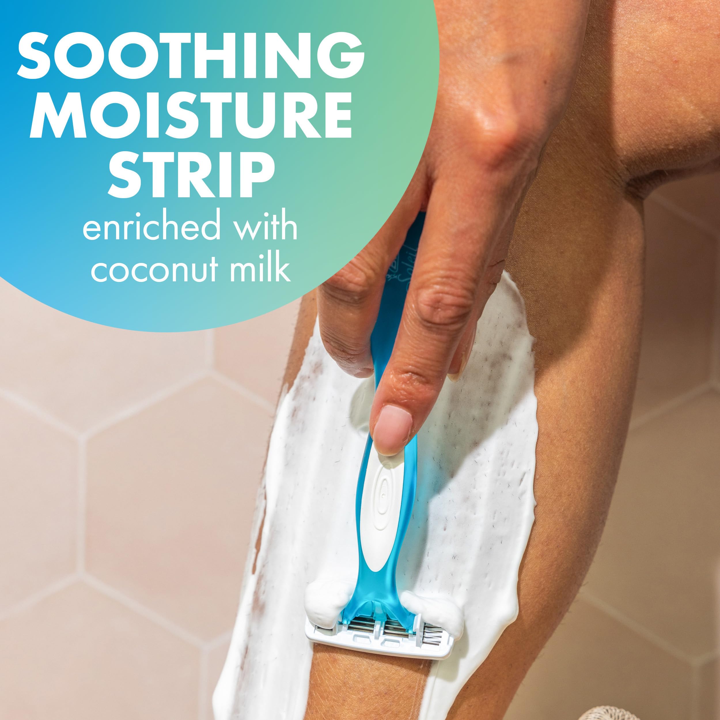 BIC Soleil Comfort Women's Disposable Razors - 4 Blade Shaving Razor for Smooth Skin, Less Irritation - 10 Count Pack - Perfect for Summer Legs, Bikini Line & Underarm Hair Removal