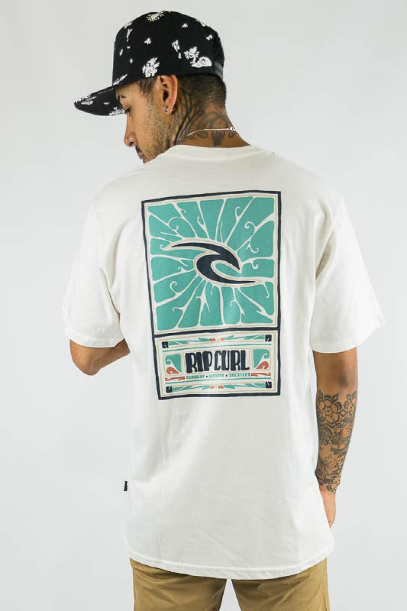 Rip Curl RC Relaxed Fit T-Shirt for Men - 100% Cotton Natural Color Casual Tee - Perfect for Beach, Surfing & Everyday Wear in California Style