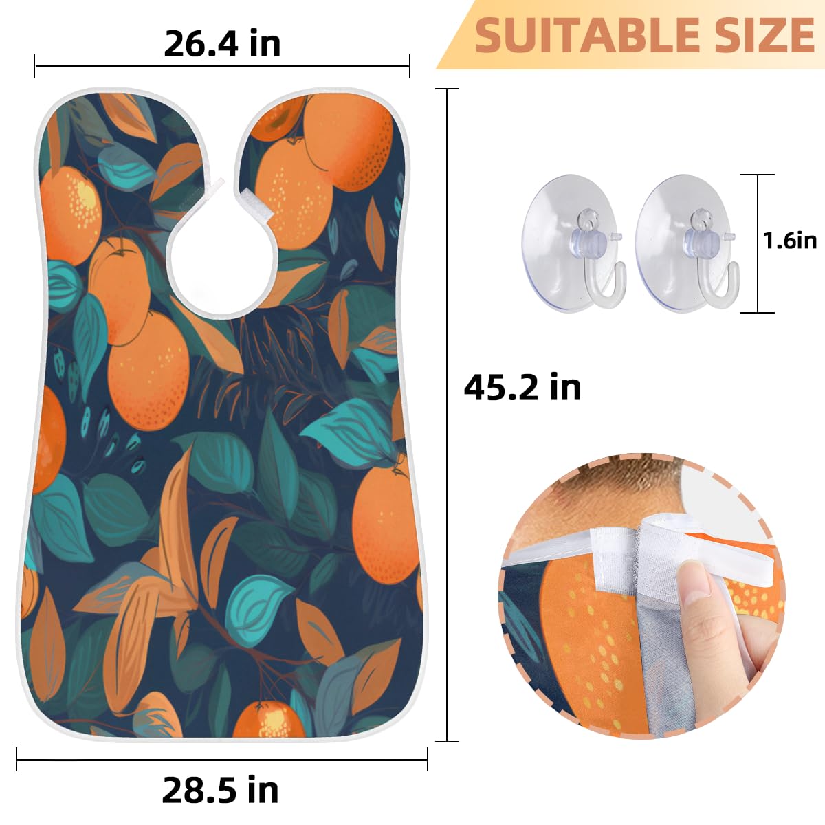Men's Orange Print Beard Shaving Bib - Waterproof Hair Dye Apron for Barbers & Stylists, Makeup Artist Cape, Sink Hair Catcher - Perfect for Home Grooming, Salon Use & Beard Trimming Gifts