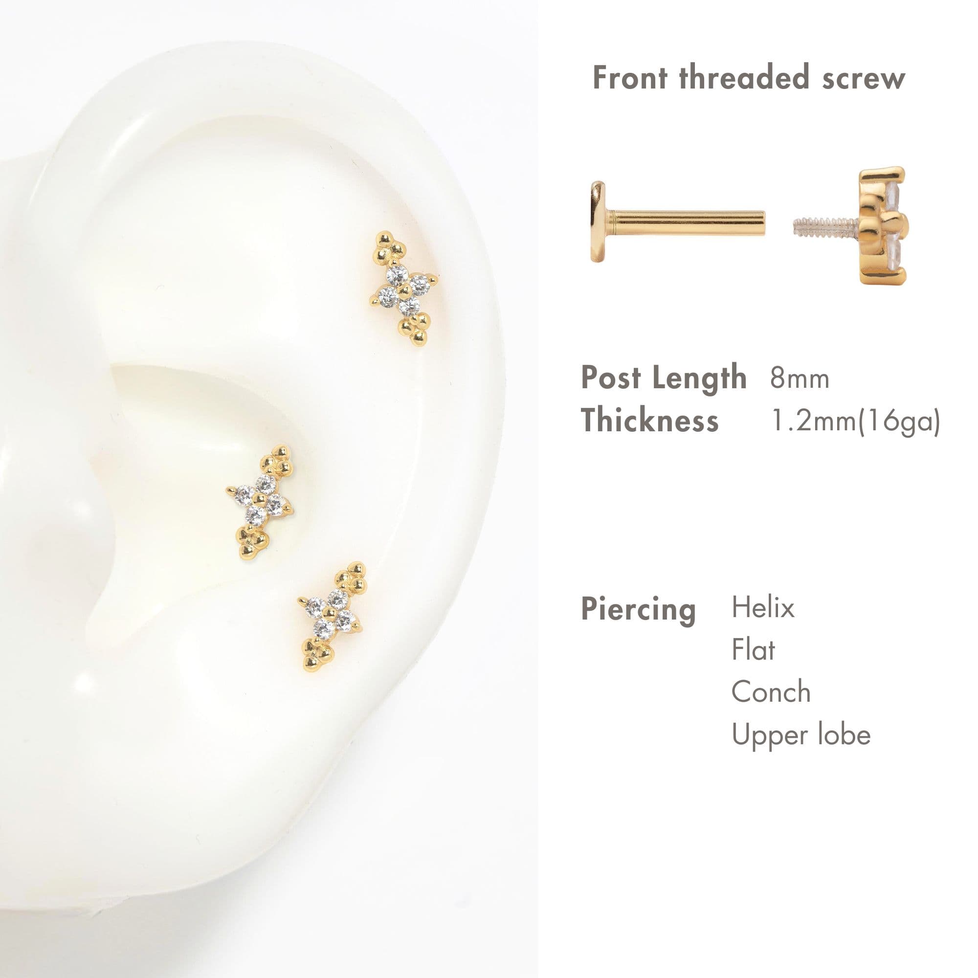 Crystal Flower Cluster Flat Back Stud Earrings for Women - Elegant & Dainty Jewelry for Parties, Weddings & Everyday Wear