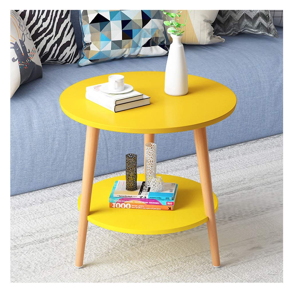 Modern Round Nightstand - Small Bedside Table with Anti-Skid Base for Bedroom, Living Room & Office | Compact End Table, Coffee Table Alternative in Yellow | Perfect for Small Spaces, Apartments & Dorm Rooms