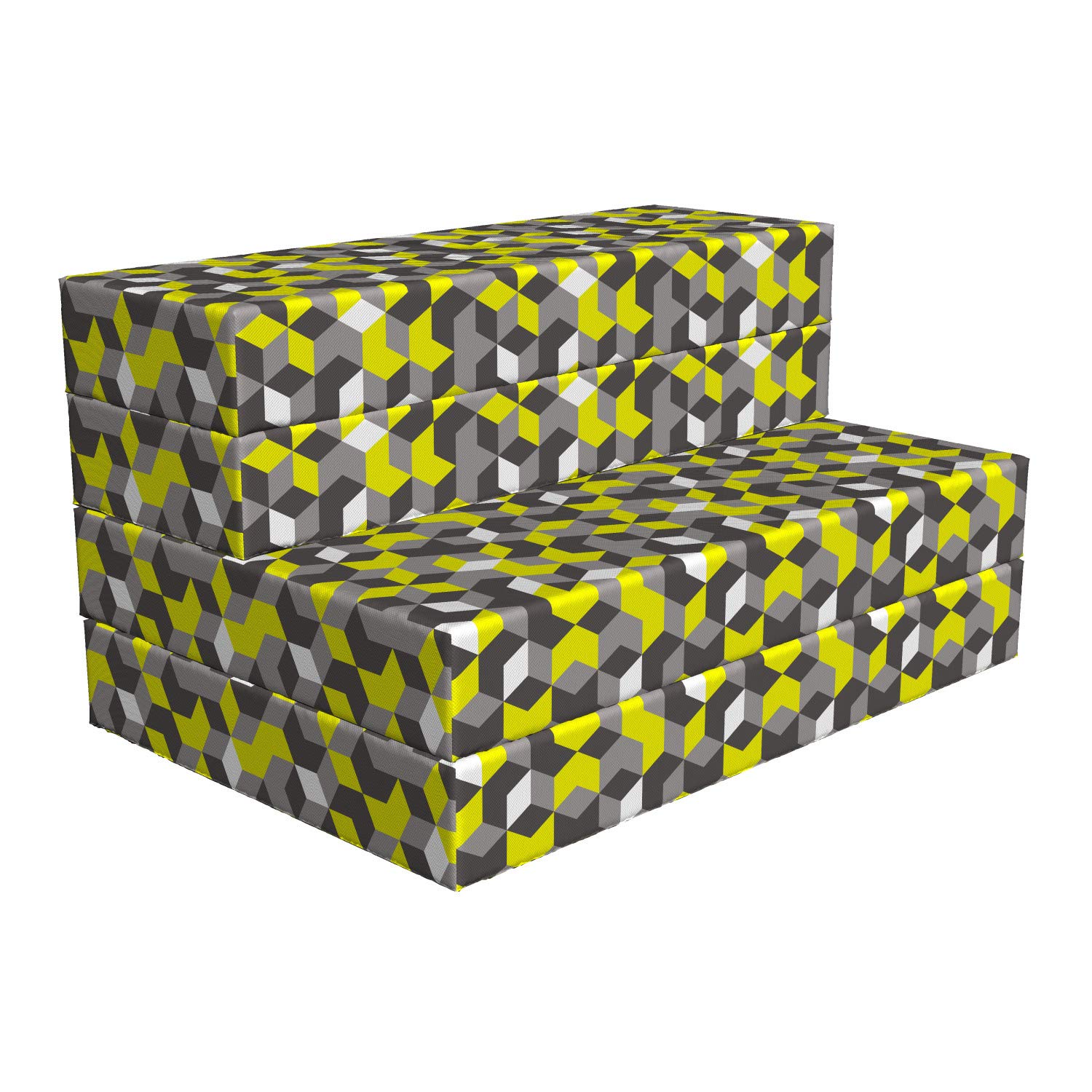 Ambesonne Mustard Yellow Foldable Mattress - Modern Box Cube Design, 74.8