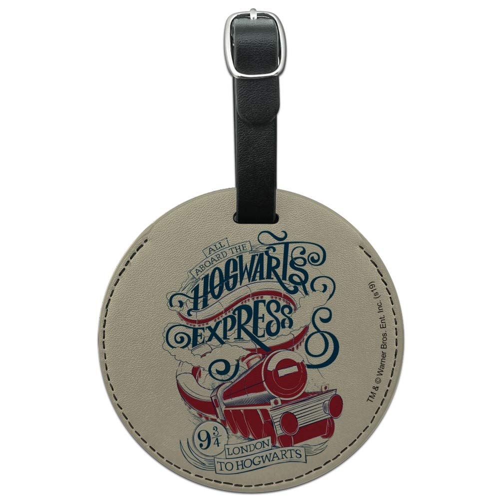 Harry Potter Hogwarts Express Round Leather Luggage Tag - Carry-On ID Tag for Suitcases, Backpacks & Travel Bags - Perfect for Harry Potter Fans, Travel Enthusiasts & Collectors