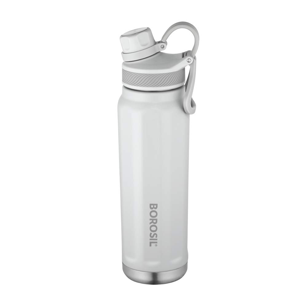 Borosil Stainless Steel Hydra SportSip - Vacuum Insulated Water Bottle 710ml Grey for Gym & Outdoor
