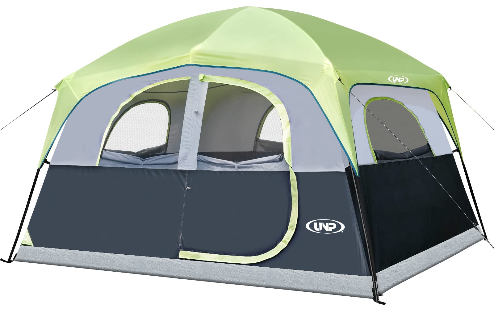 UNP 6-Person Waterproof Windproof Camping Tent - Easy Setup Double Layer Family Tent with 1 Mesh Door & 5 Large Windows (10'x9'x78