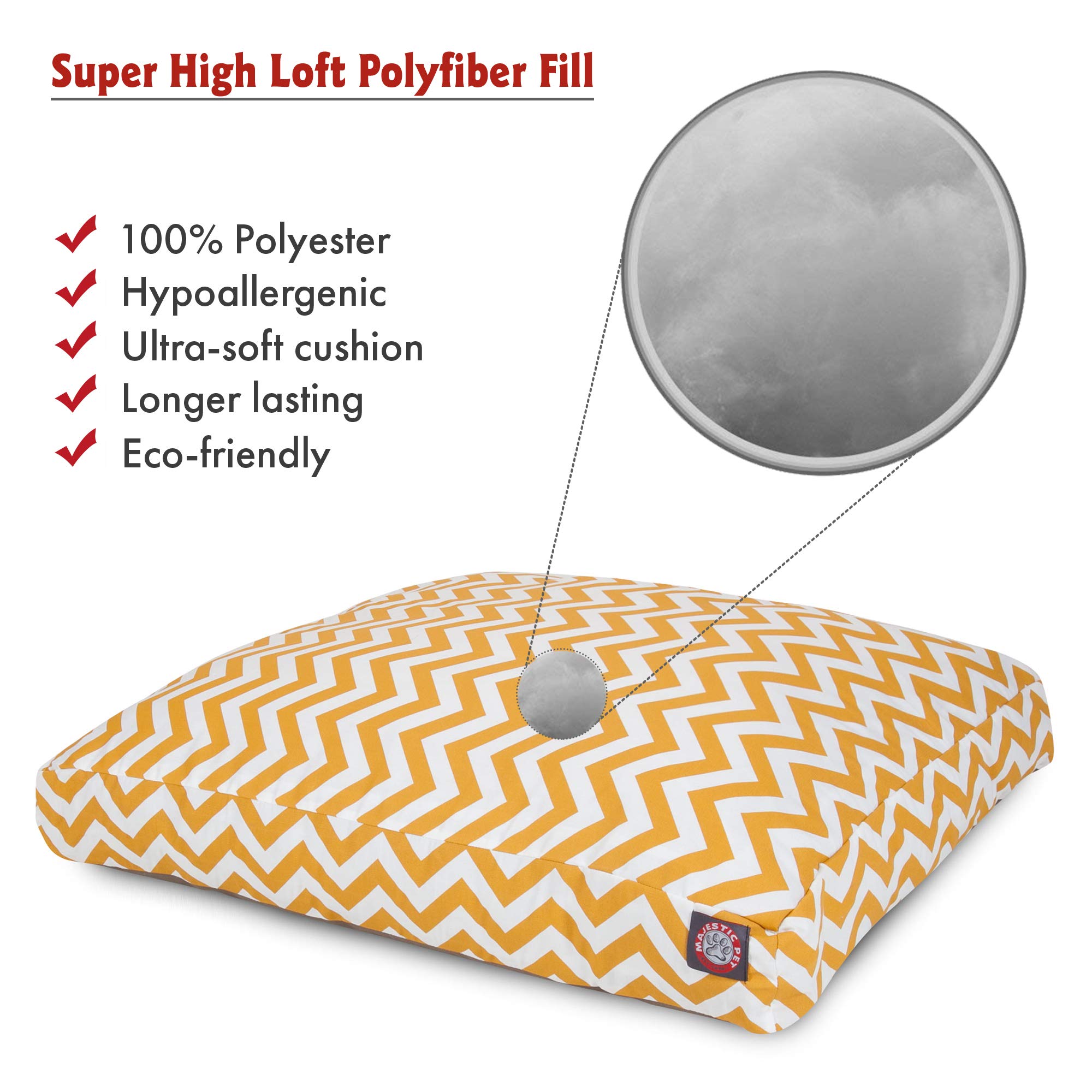 Majestic Pet Chevron Rectangle Washable Dog Bed – Non-Slip Comfortable Pet Bed with Removable Cover – Large Yellow Polyester Fiber Crate & Kennel Bed for Dogs – Perfect for Sleeping, Lounging & Travel